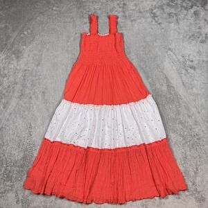 LeLe For Kids Girls Dress Lot Size L Cotton Tiered Summer Red Yellow 2Pc